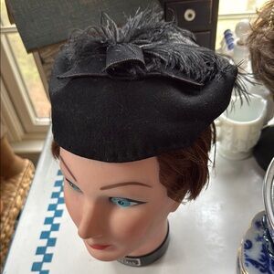 Elegant Black Feathered Women's Hat